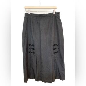 Vintage J Peterman Women’s Maxi Skirt 14 Gray Retro Edwardian Look Pleat Wool